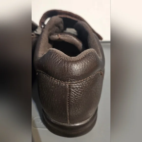 PW Minor Mens Shoes 9 Dark Brown Leather Velcro - Picture 9 of 12